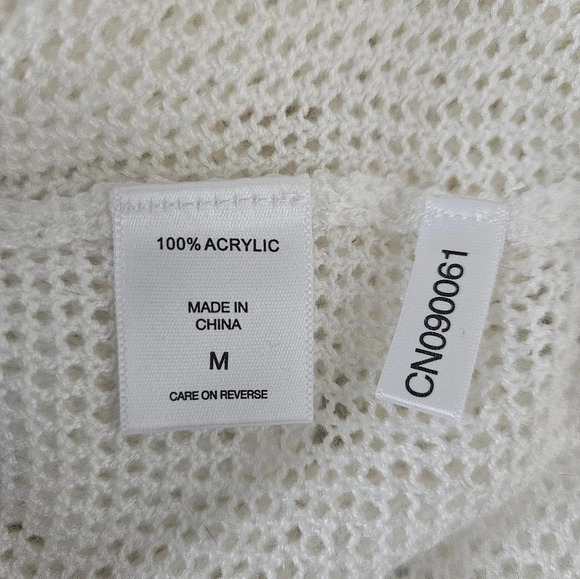New York & Company SOHO Cream Waffle 3/4 Sleeve Scoop Neck Medium Sweater - Picture 5 of 8